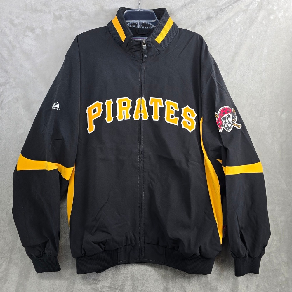 Majestic Pittsburgh Pirates MLB Baseball Jacket Therma Base Mens 2XL Black Gold